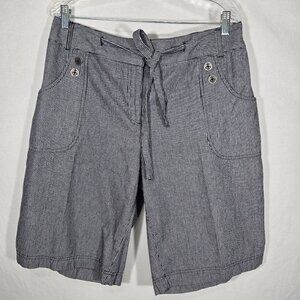 VINTAGE Striped Elastic Waist Drawstring Cargo BERMUDA Shorts Women's Size L/XL.